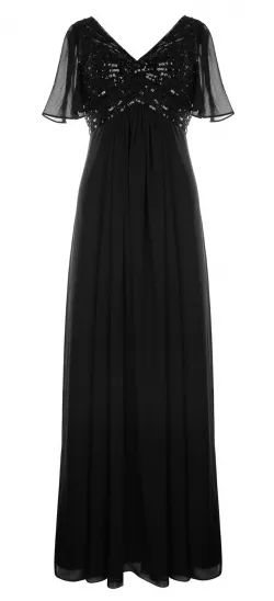 Black Chiffon Gown - Ava