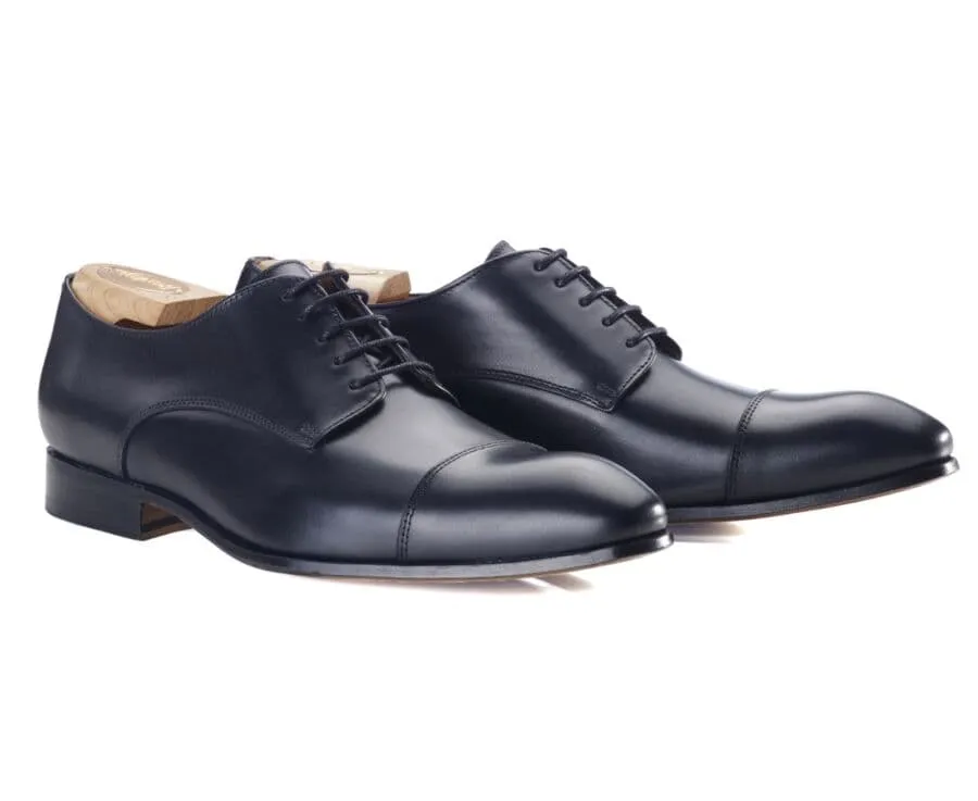 Garston Black Derby Shoes with Leather Outsole