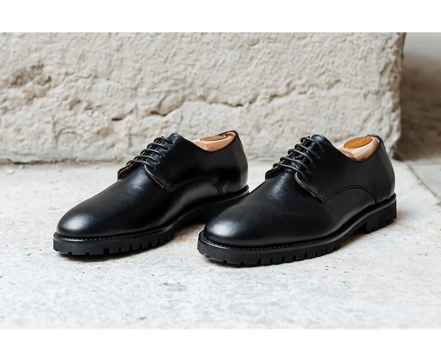 Black Derby Shoes with Rubber Sole - BUSHEY GOMME