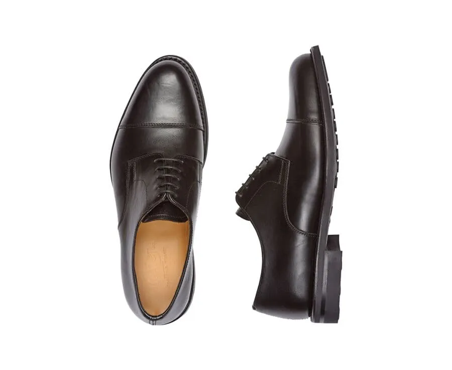 Mayfair classic Gomme City black derby shoes with rubber outsole.