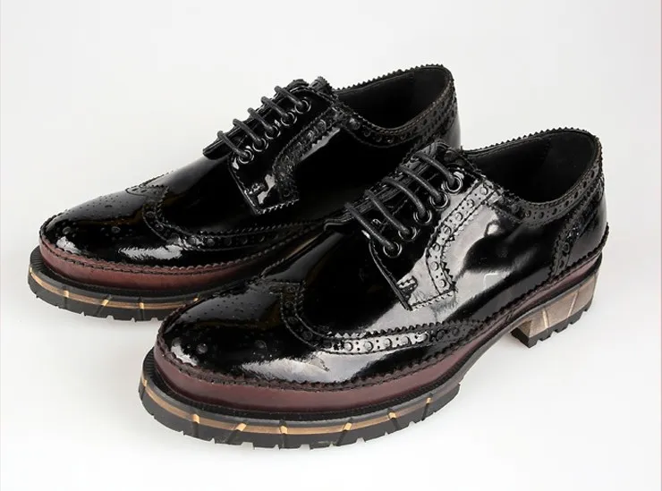 Black Green Patent Leather Men's Oxfords