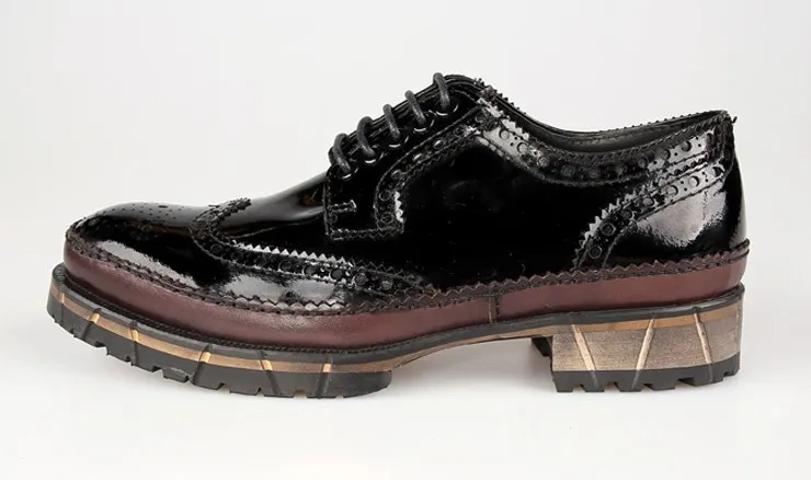 Black Green Patent Leather Men's Oxfords