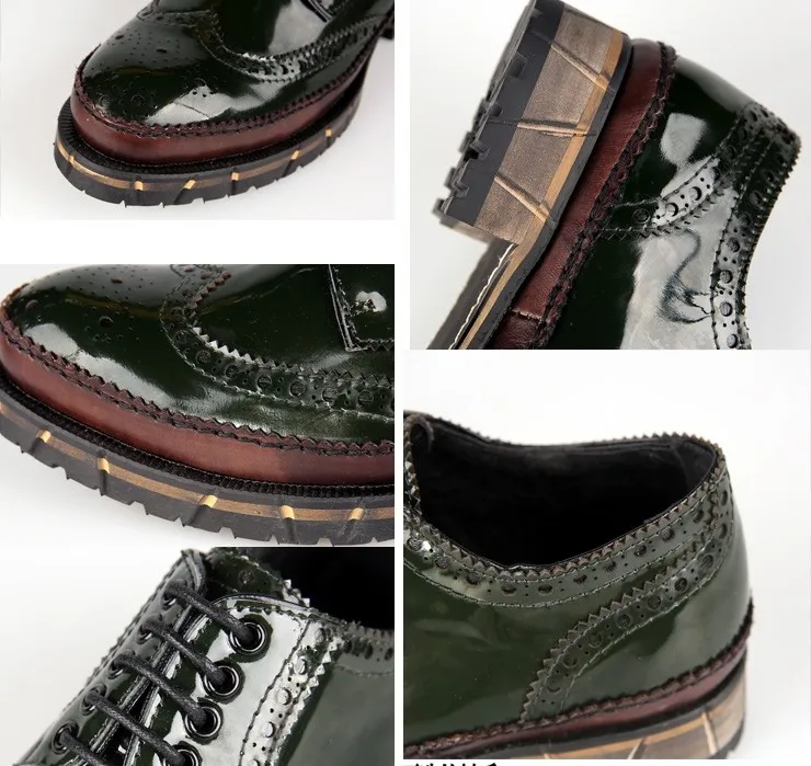 Black Green Patent Leather Men's Oxfords