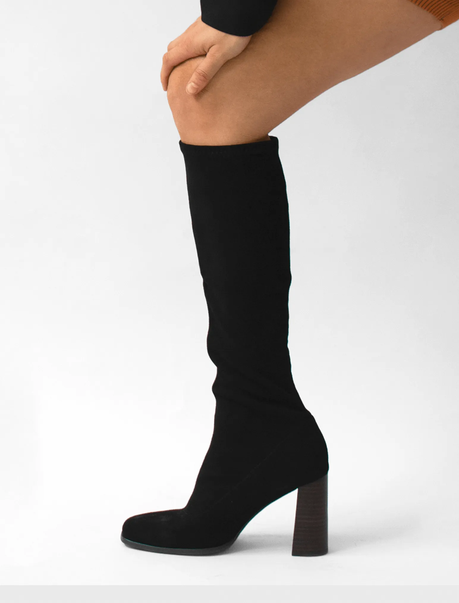 Black Knee High Boot with Stiletto Heel