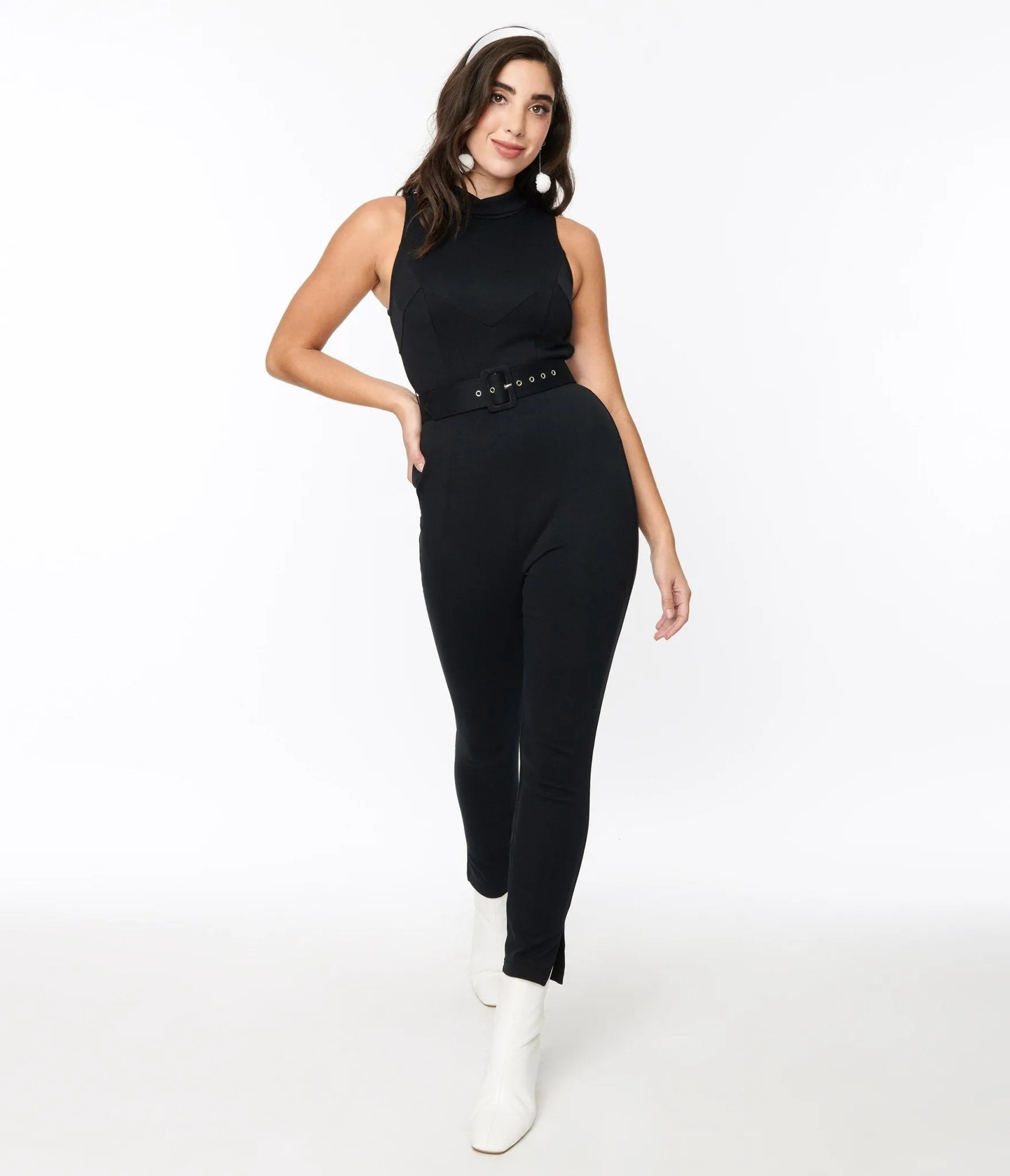 Belted Black Knit Celina Jumpsuit