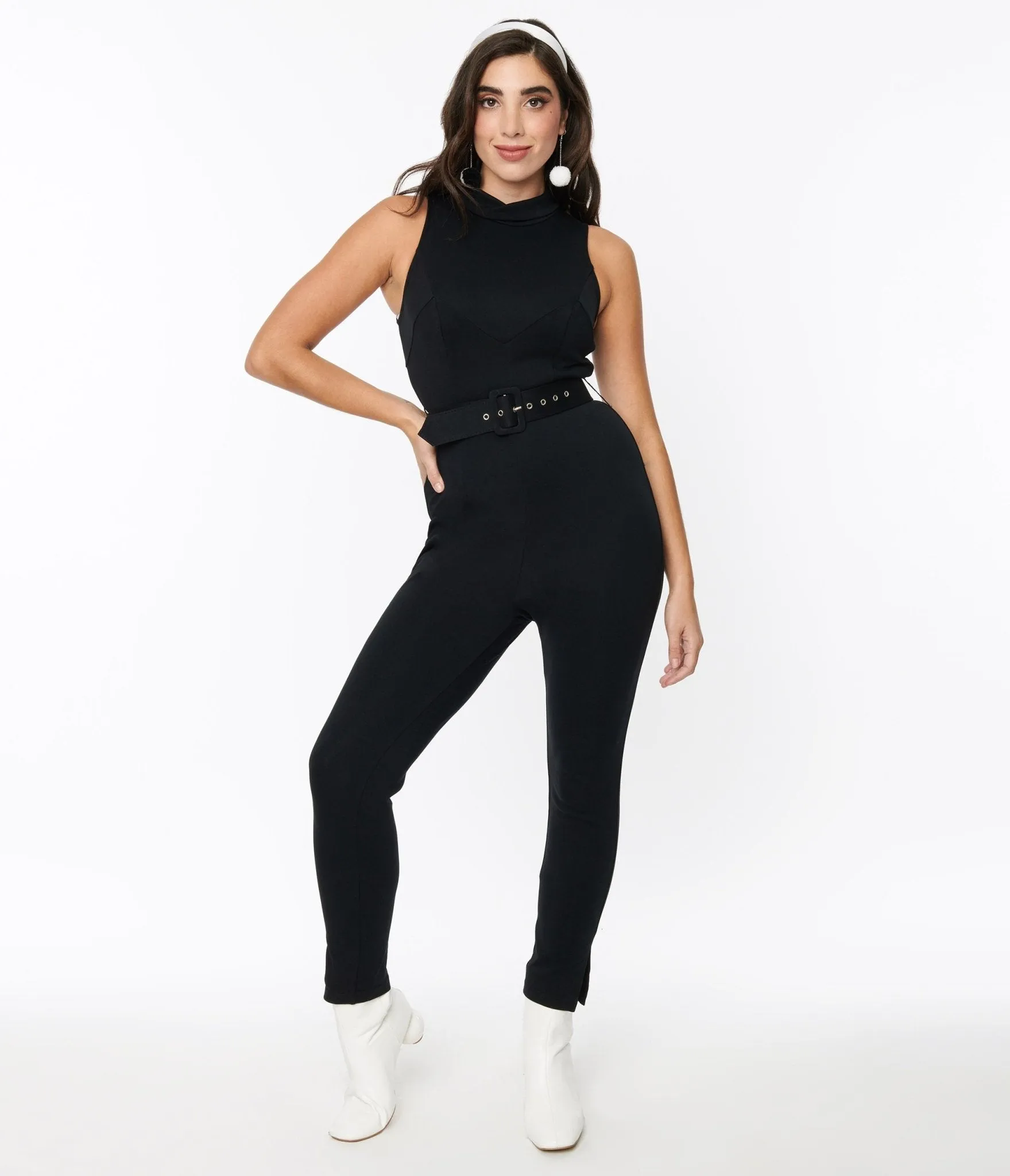 Belted Black Knit Celina Jumpsuit