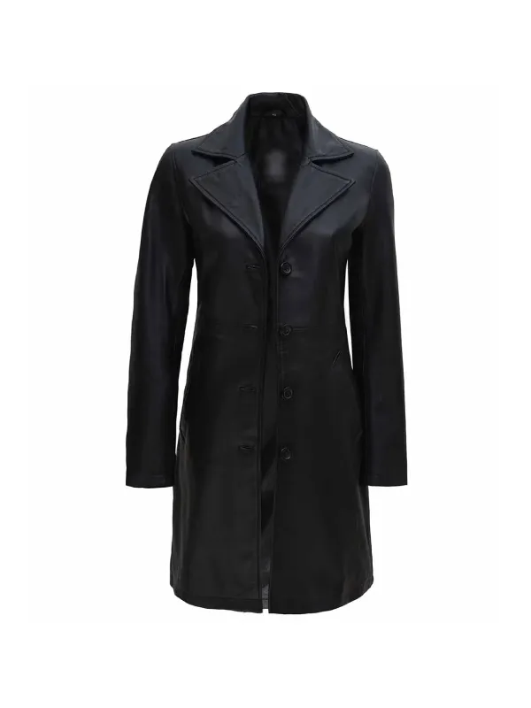 Black Leather Coat for Women