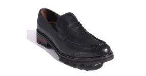 Black Leather Mens Oxfords Loafers Dress Shoes with Platforms