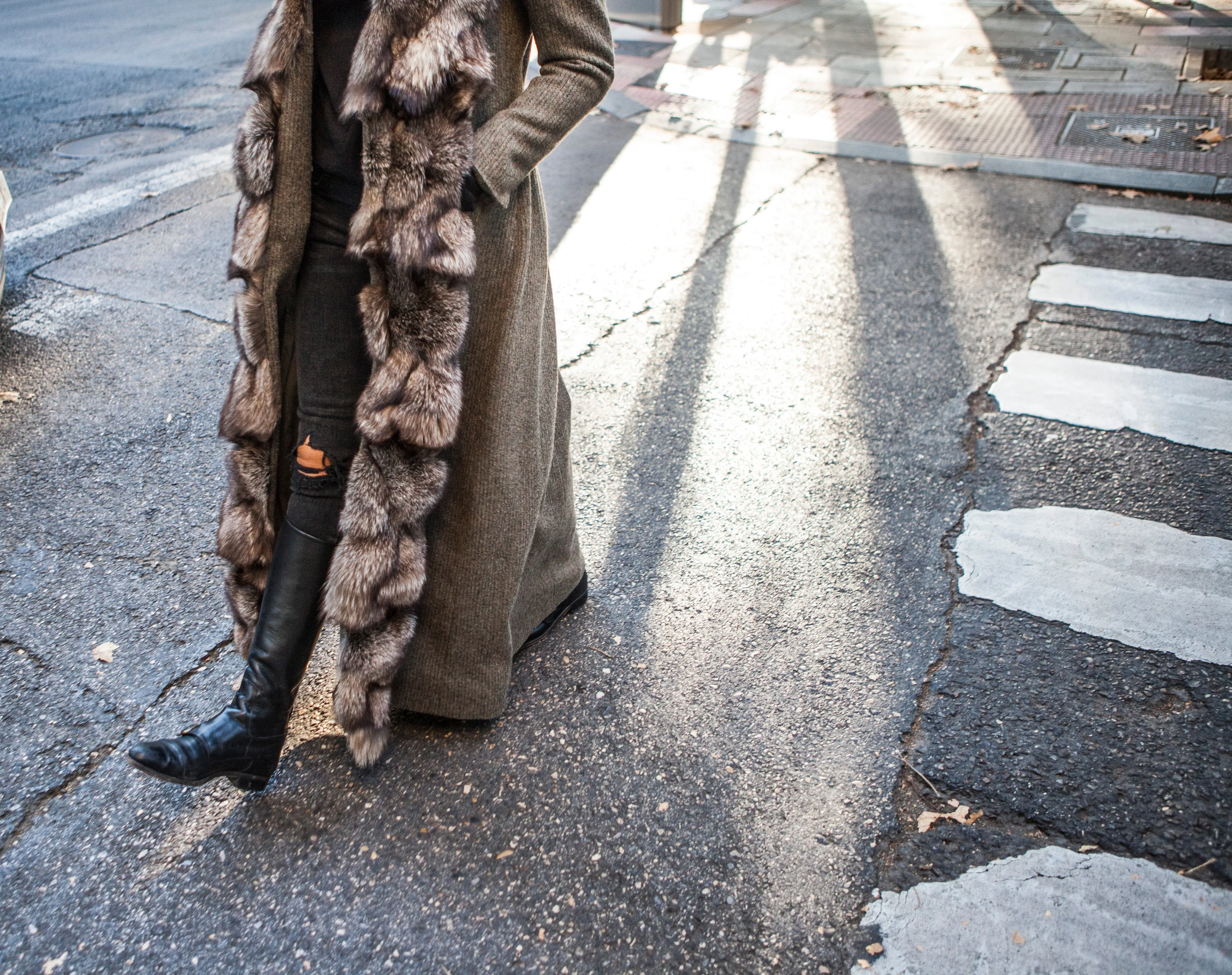 Black Long Fur Coat in St. Petersburg