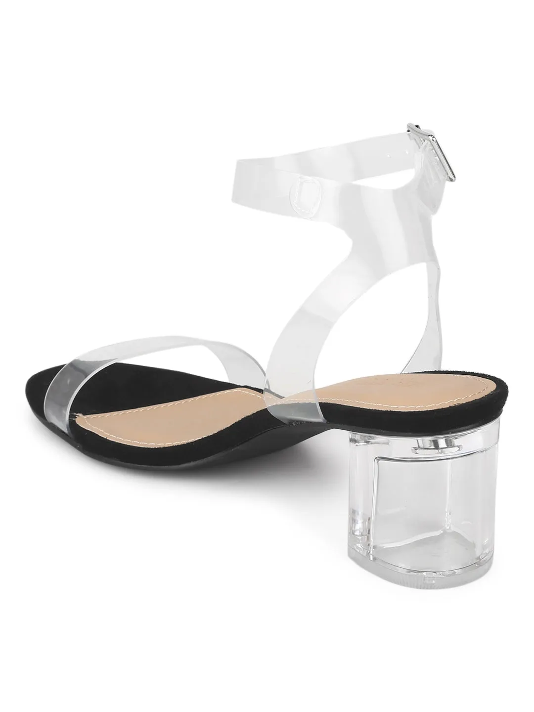 Black Micro Low Perspex Heels