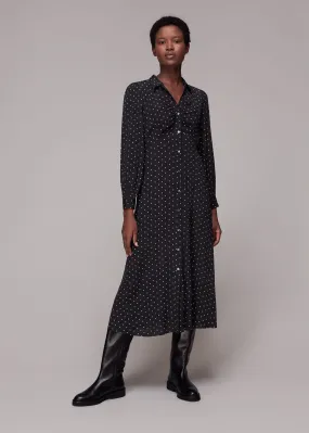 Black Molly Star Print Shirt Dress