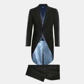 Black morning coat with blue waistcoat