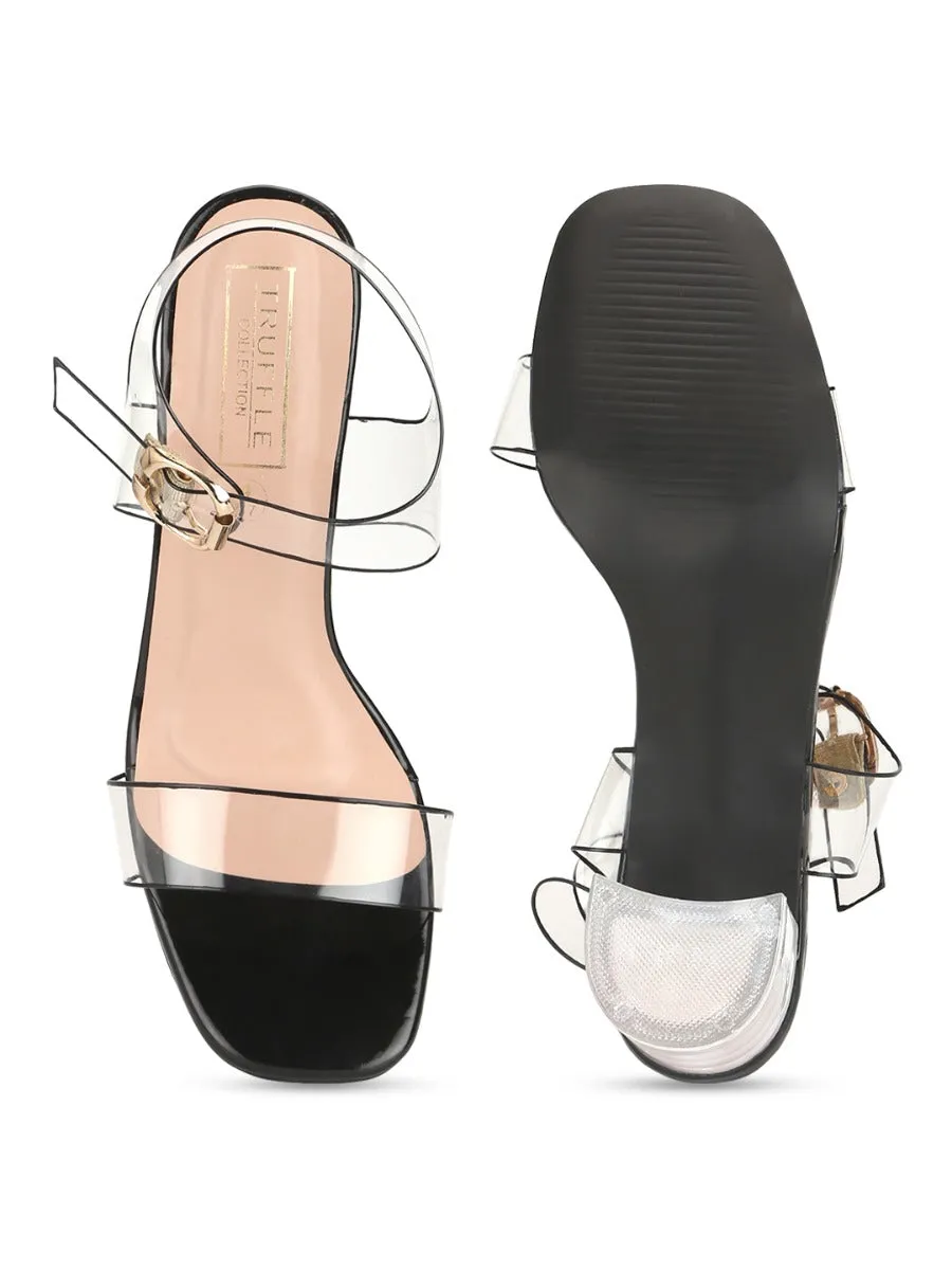 Black Patent Perspex Clear Block Heels