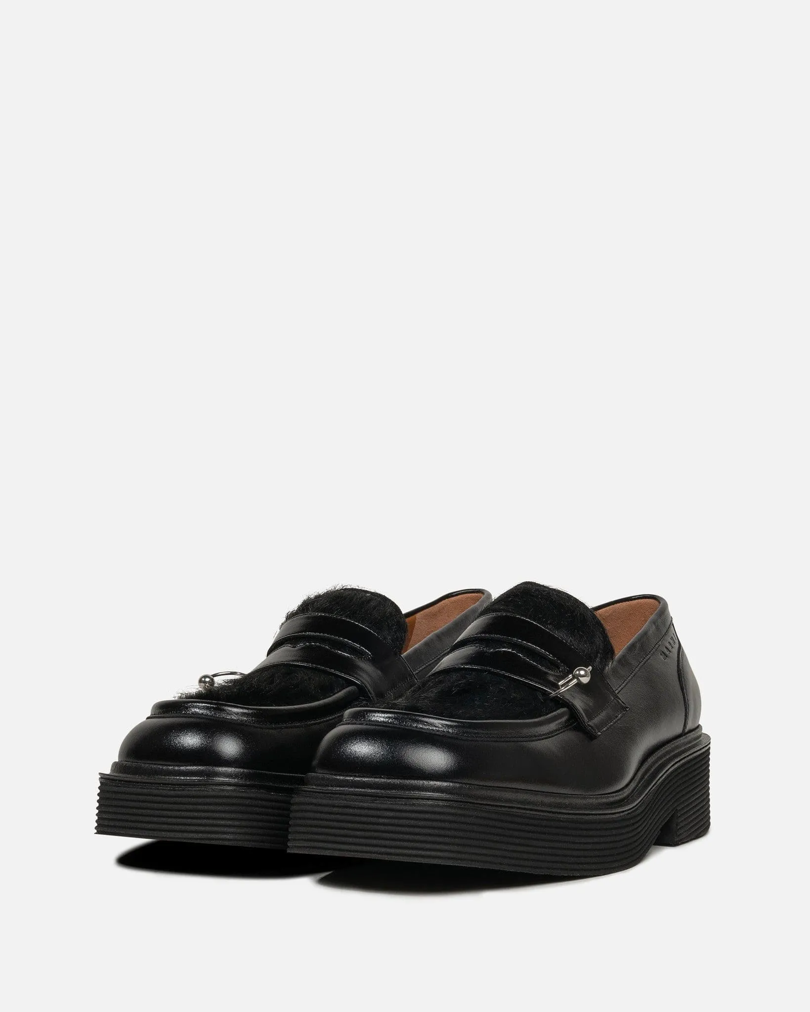 Black Pierced Hair Moccasins by Marni