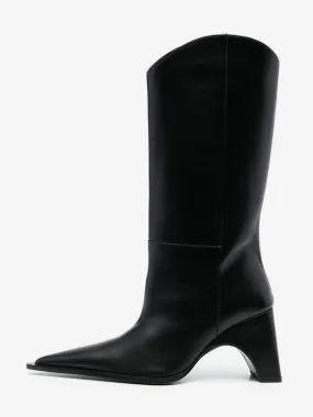 Black Pointed Toe Knee High Boots