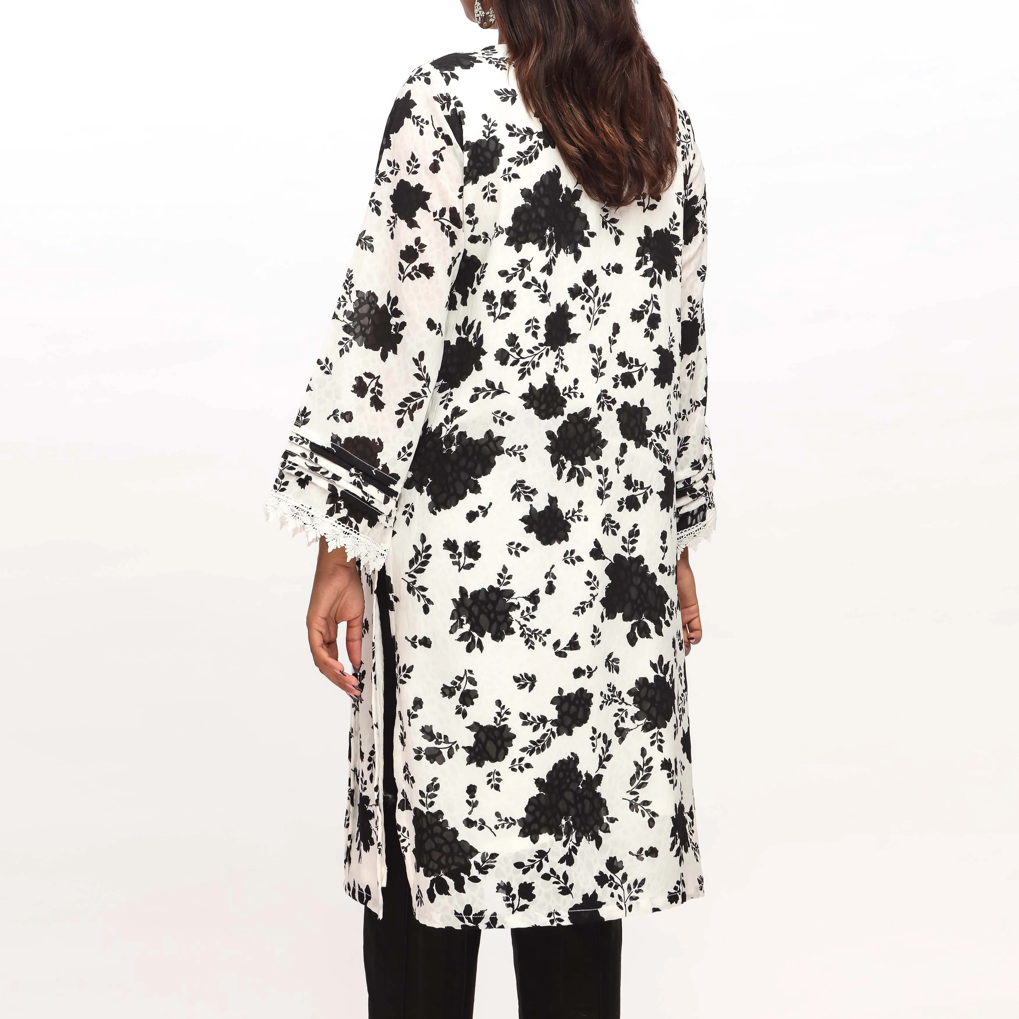 Black Printed Georget Shirt PS4962