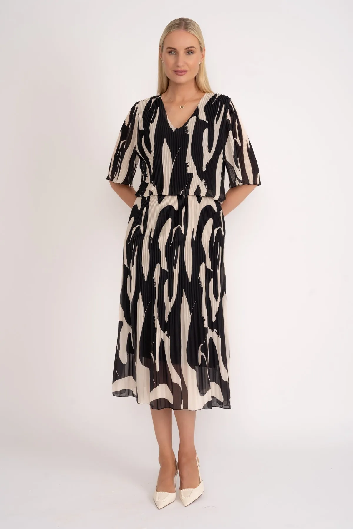 Black Printed Michaela Midi Dress