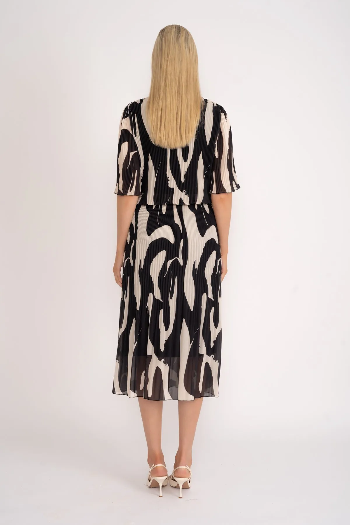 Black Printed Michaela Midi Dress