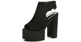 Black Gothic Peep Toe Sling Back Platforms