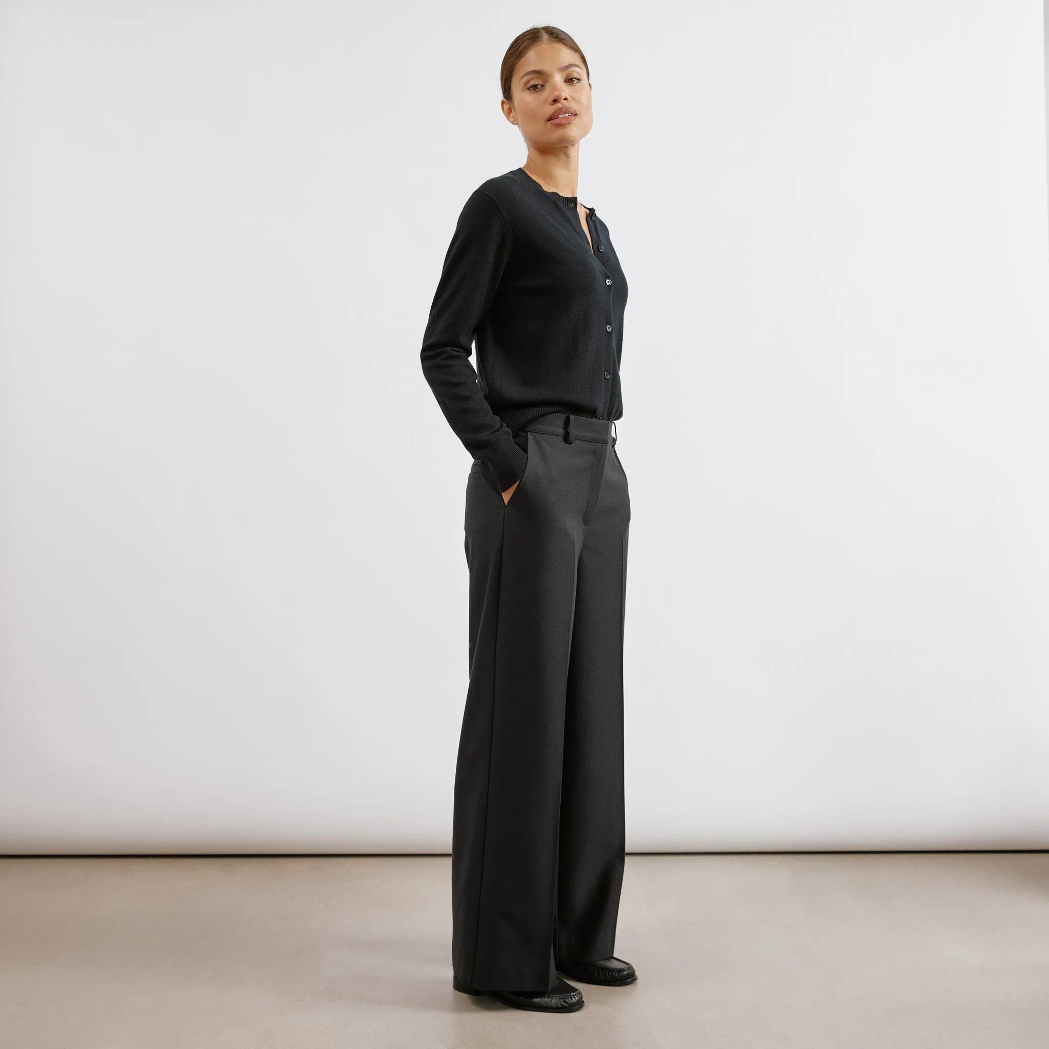 Black Tailored Wide Leg Trousers