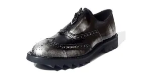 Men's Vintage Black Zipper Platform Oxfords