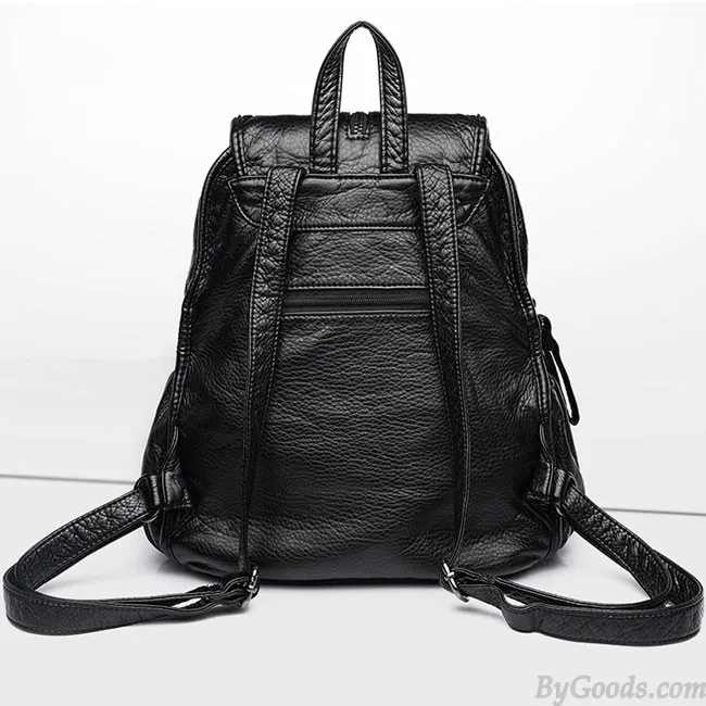 Black Weave PU Leather Backpack with British Style - Soft and Cool