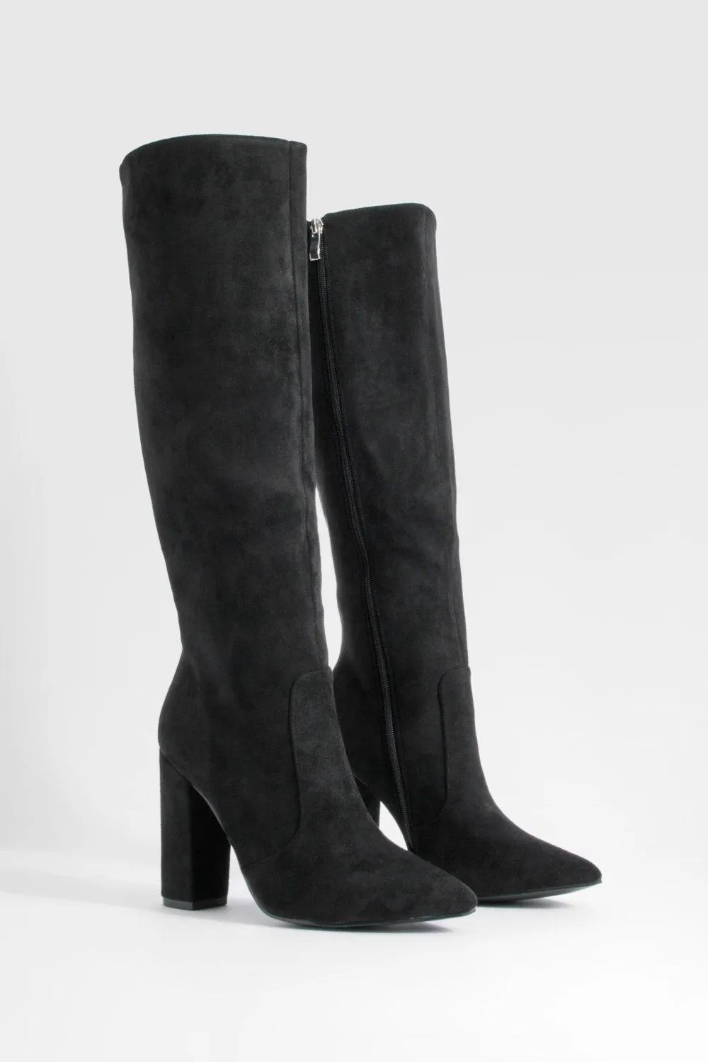 Block Heel Knee High Boots