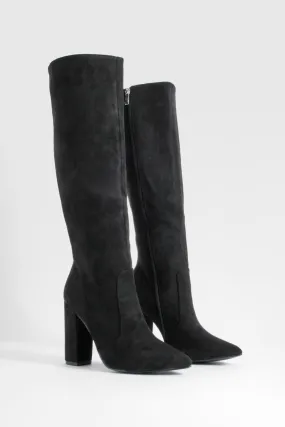 Block Heel Knee High Boots