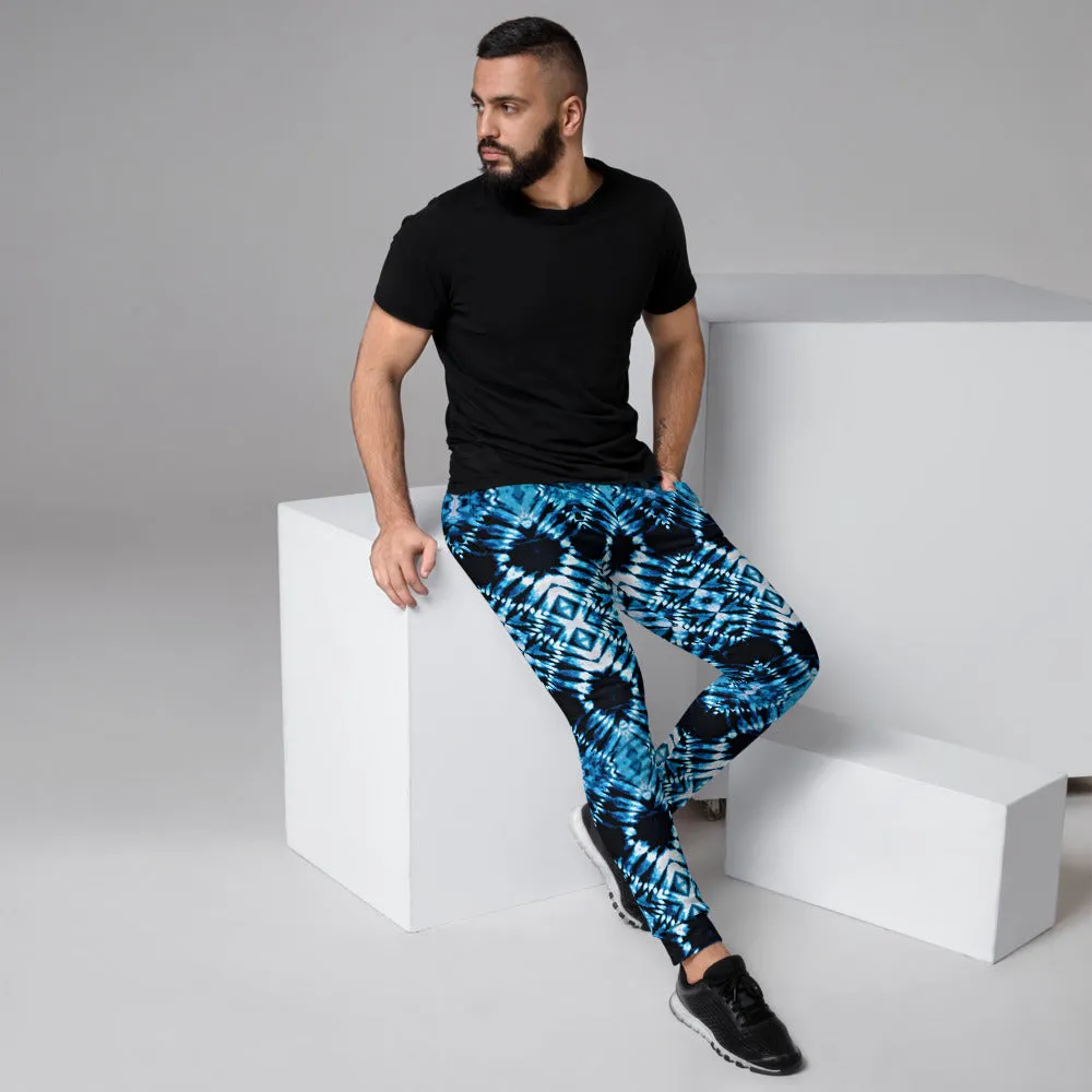 Blue and Black Tie Dye Men's Slim Fit Joggers