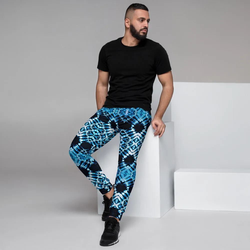 Blue and Black Tie Dye Men's Slim Fit Joggers