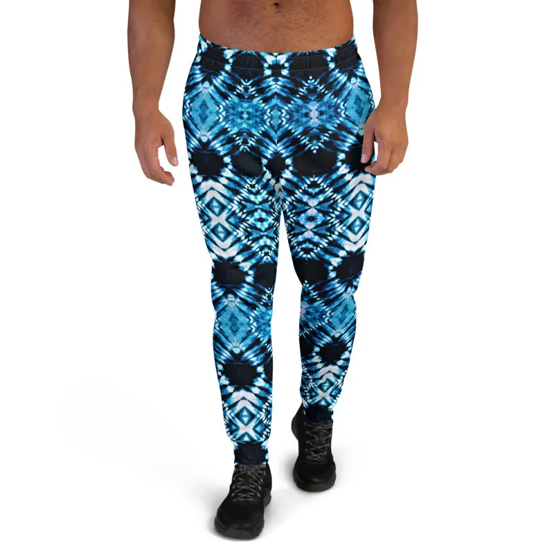 Blue and Black Tie Dye Men's Slim Fit Joggers