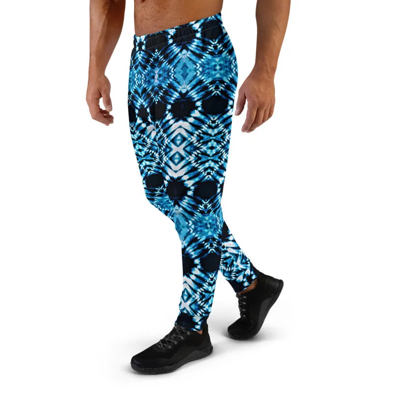 Blue and Black Tie Dye Men's Slim Fit Joggers