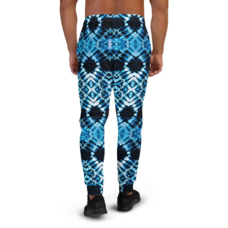 Blue and Black Tie Dye Men's Slim Fit Joggers