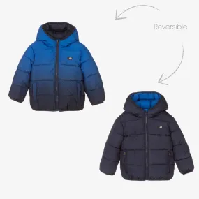 Blue Boys Reversible Puffer Coat with Hood