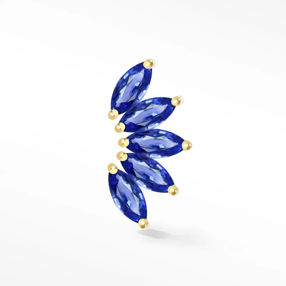 Vibrant Blue Sapphire Earring Lotus