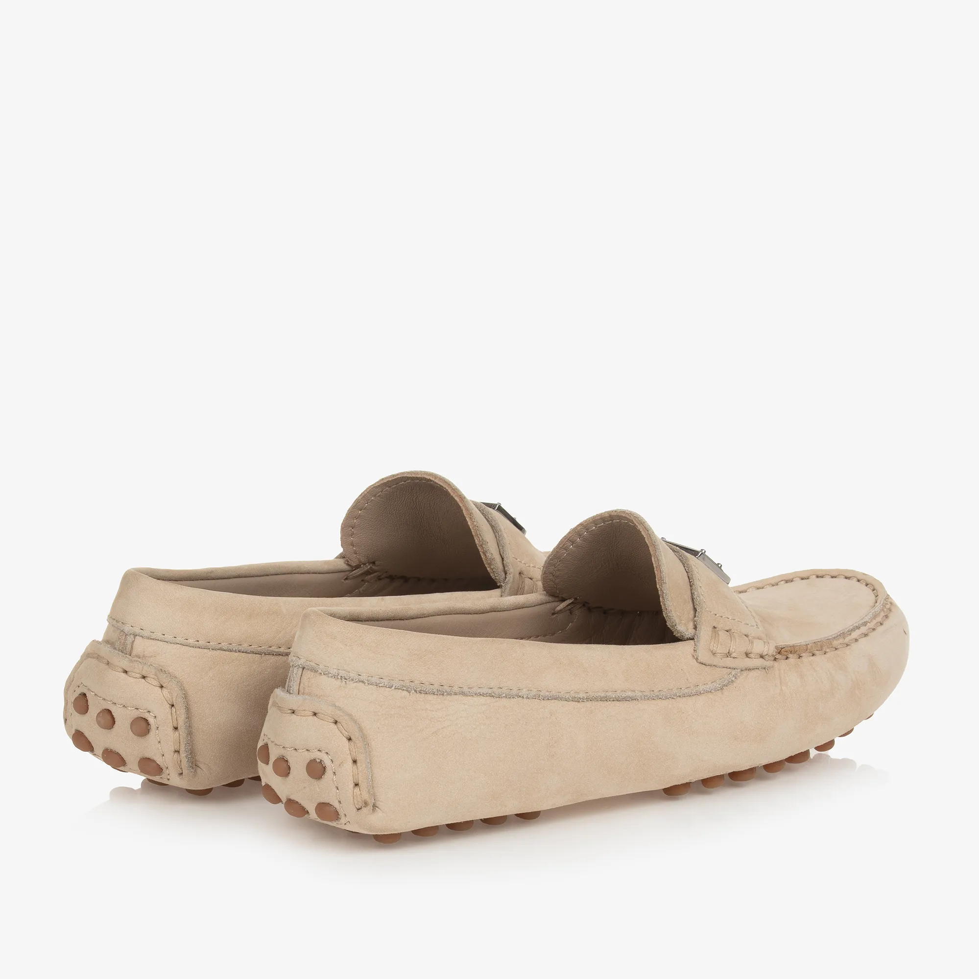 Boys Beige Suede Leather Moccasins