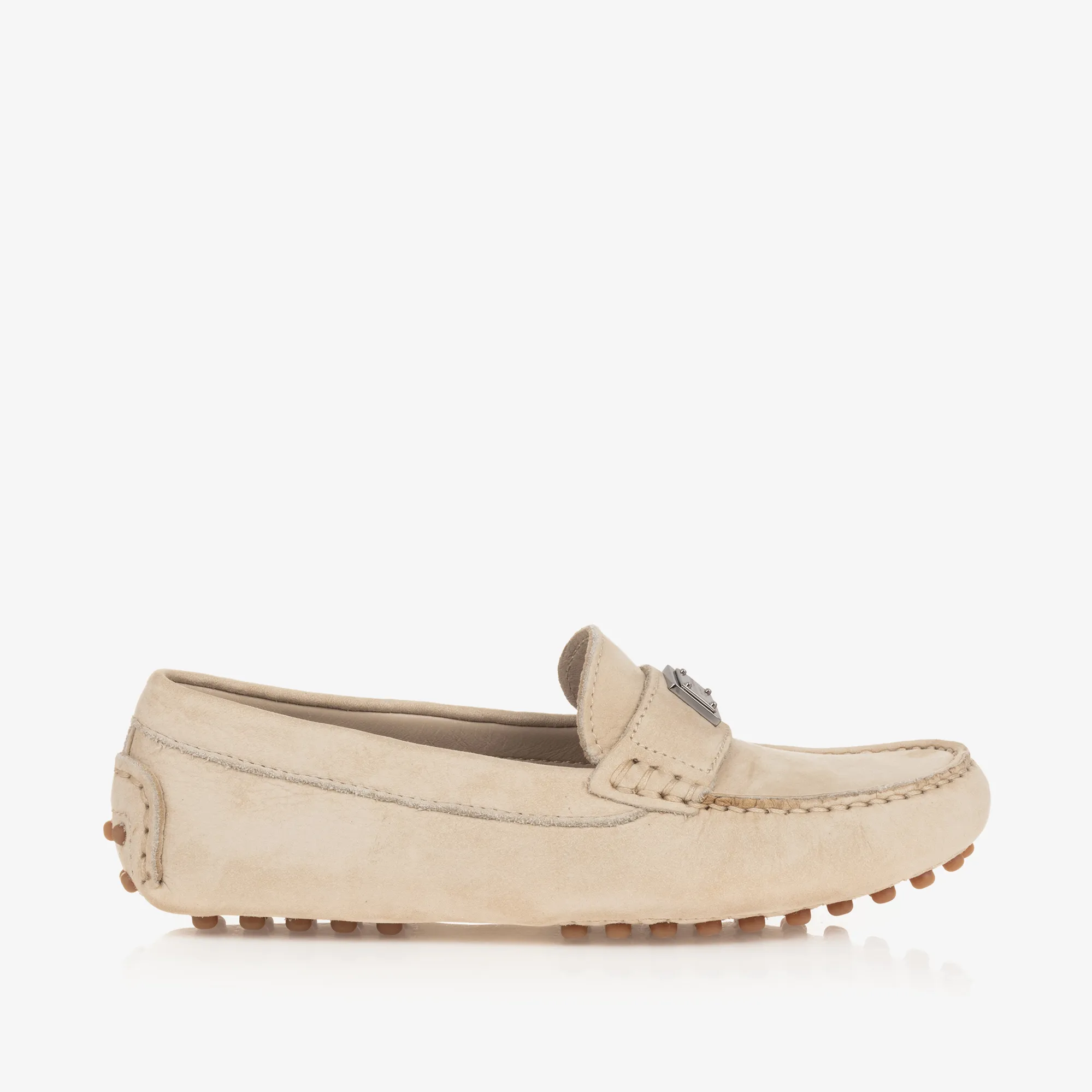 Boys Beige Suede Leather Moccasins