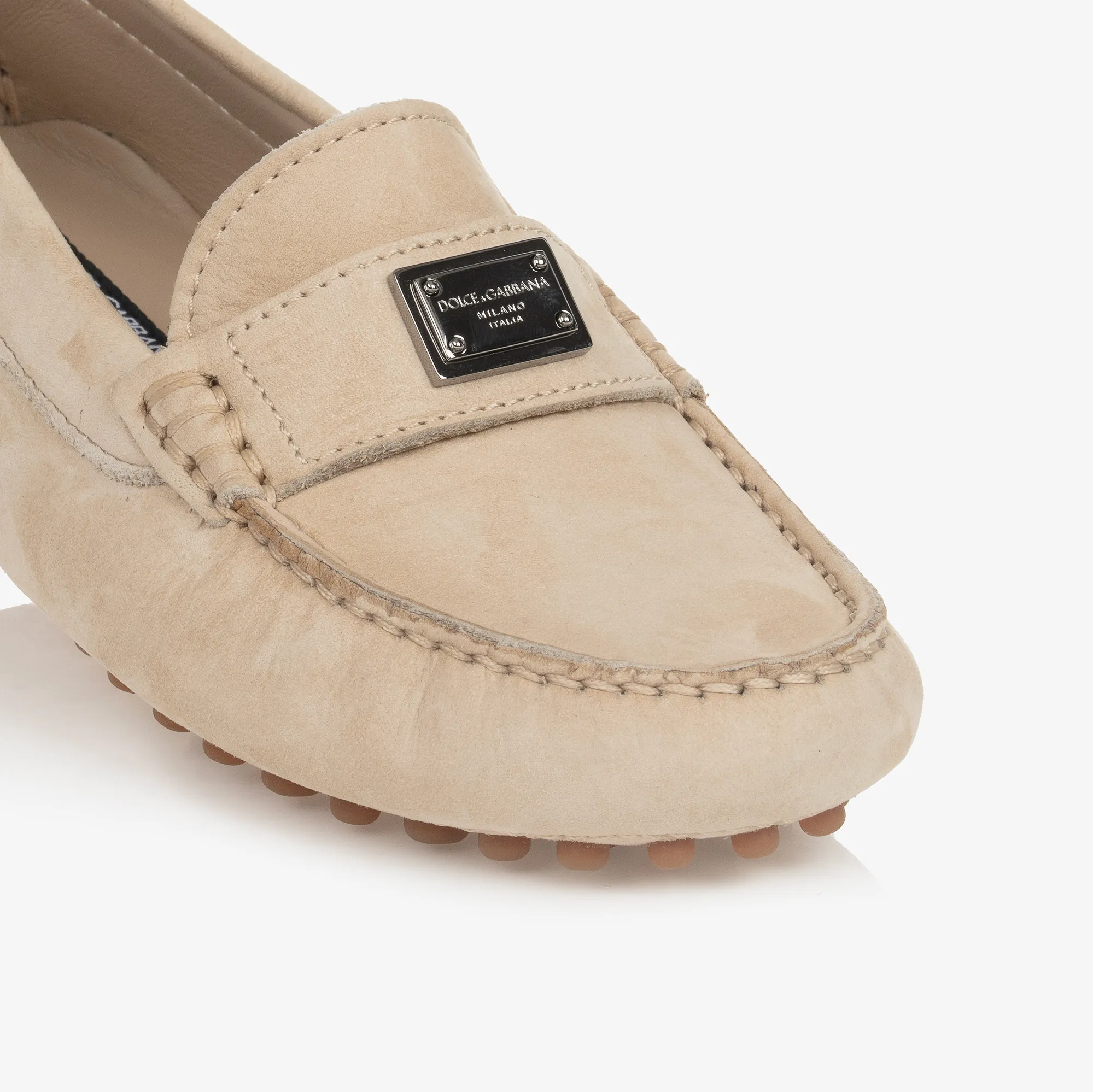 Boys Beige Suede Leather Moccasins