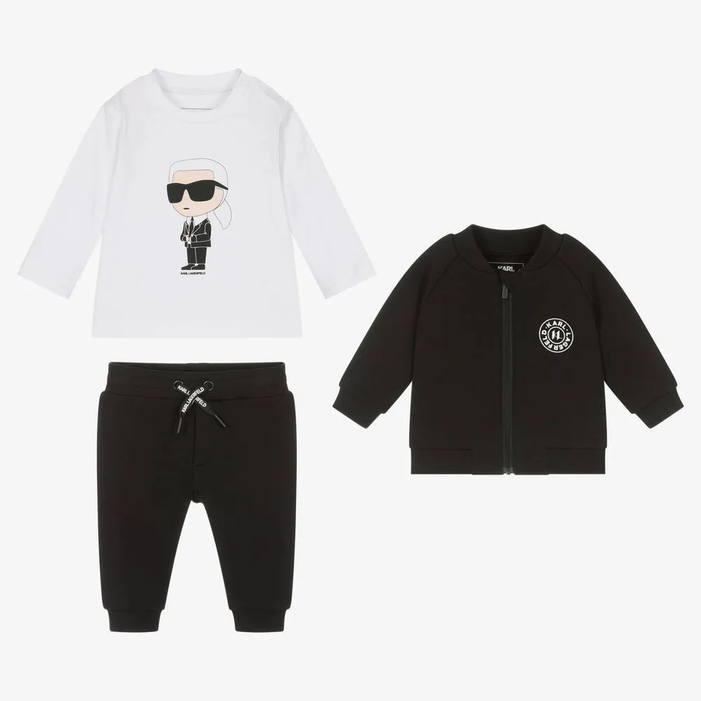 Boys Black & White Tracksuit Set