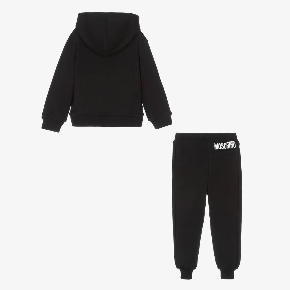 Boys Black Festive Cotton Logo Tracksuit