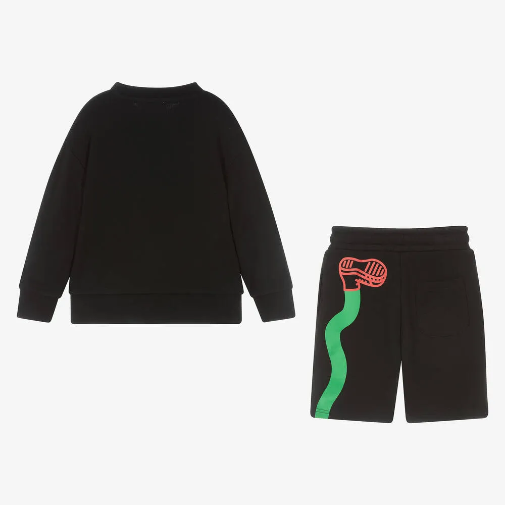 Boys Black Organic Cotton Short Tracksuit