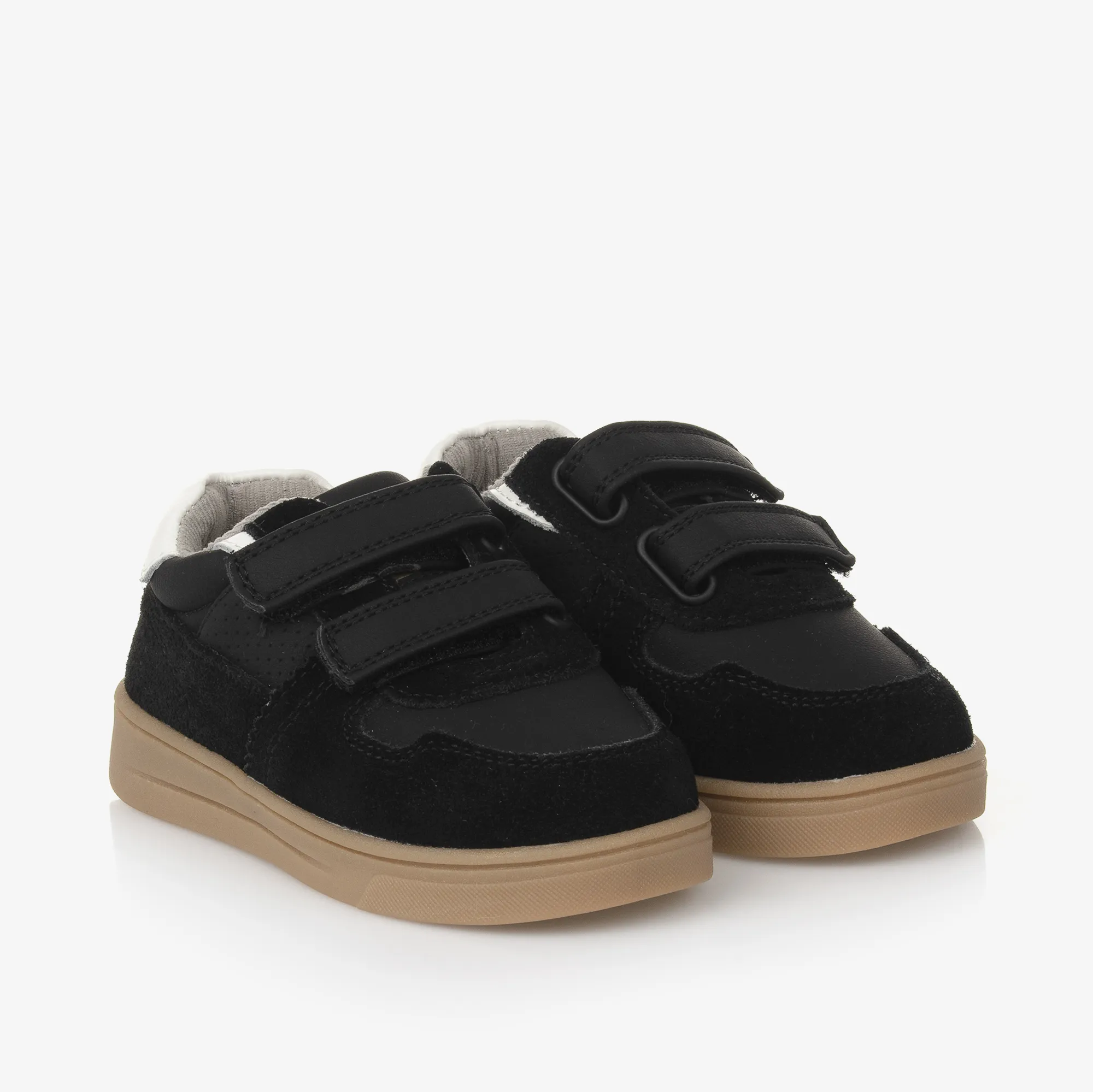 Boys Black Suede Leather Trainers