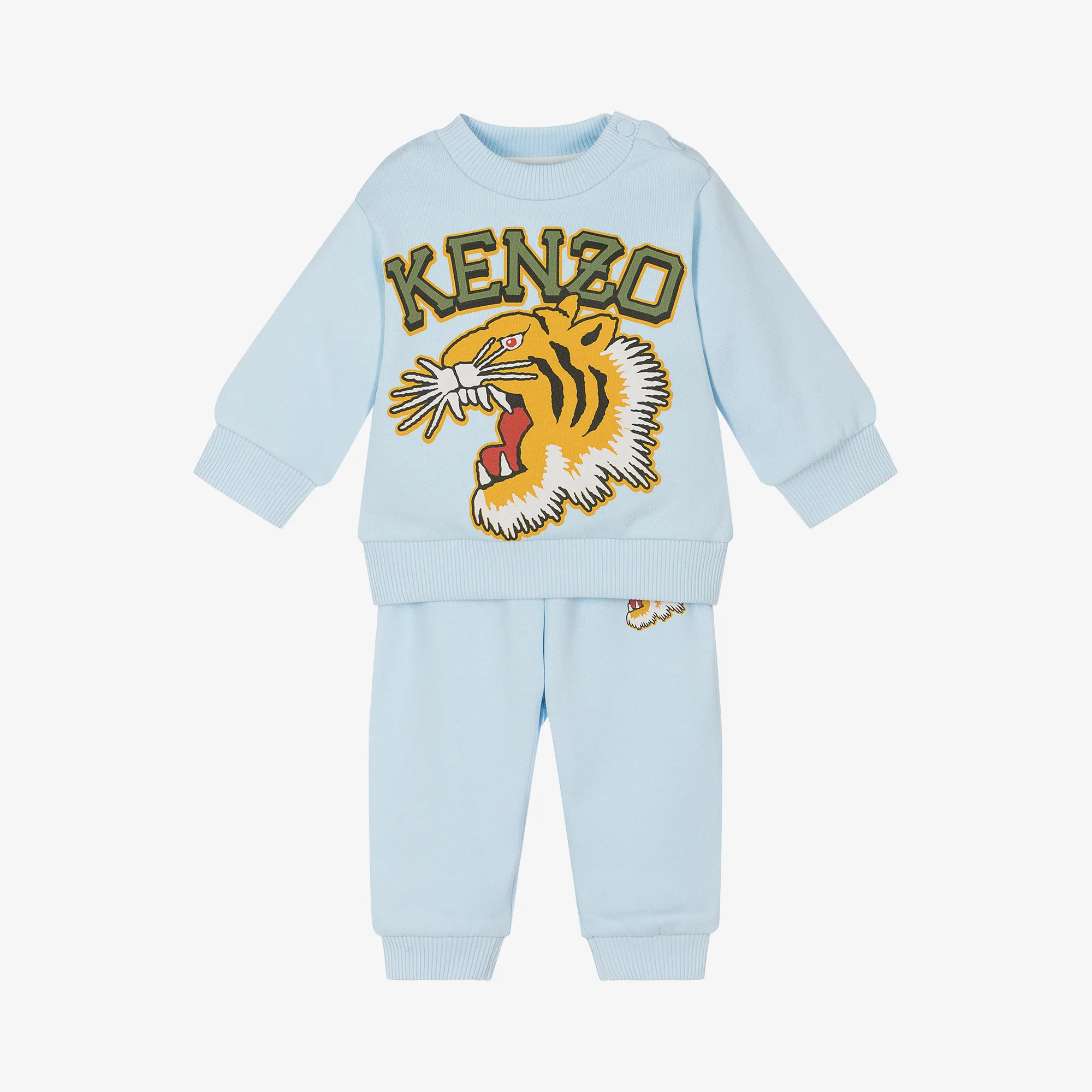 Boys Blue Cotton Varsity Tiger Tracksuit