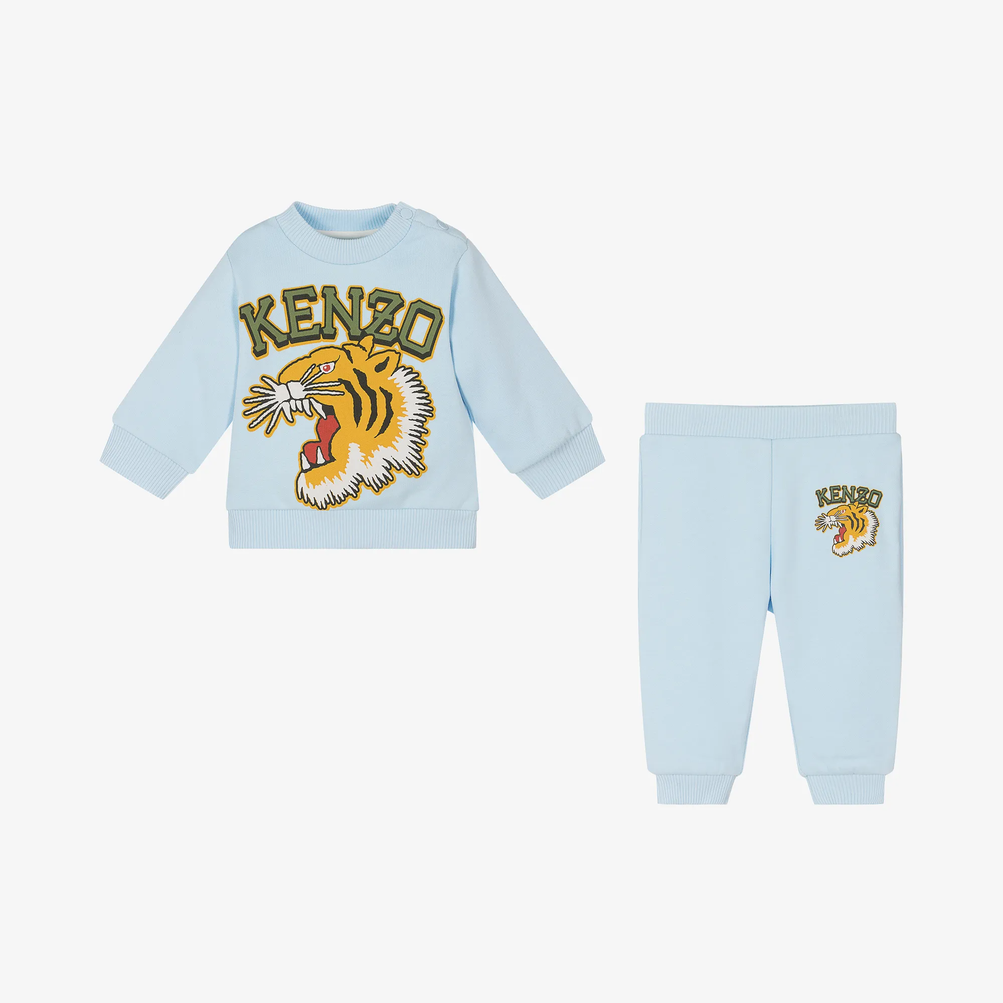 Boys Blue Cotton Varsity Tiger Tracksuit