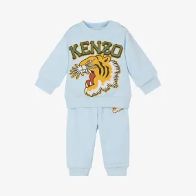 Boys Blue Cotton Varsity Tiger Tracksuit