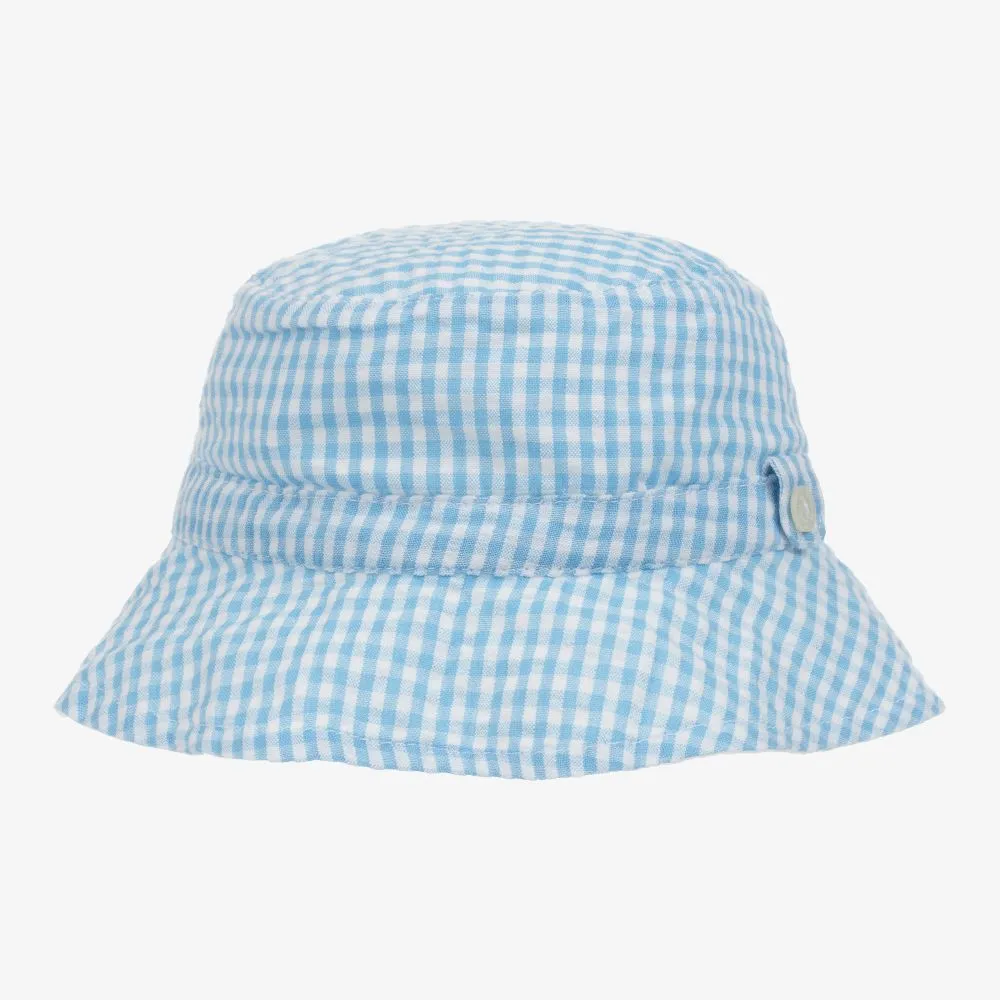 Boys Blue Gingham Sun Hat