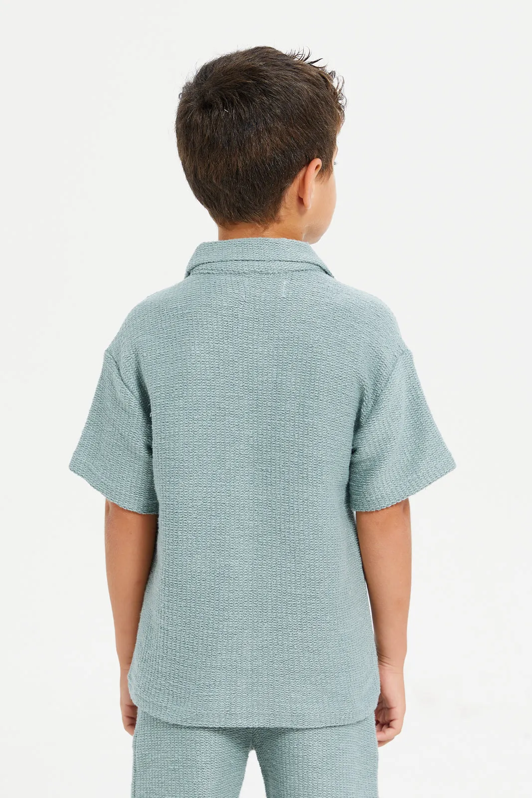 Boys Blue Heavy Loop Knit Shirt