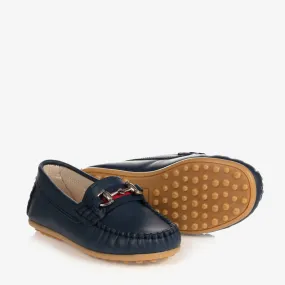 Boys Blue Leather Moccasins