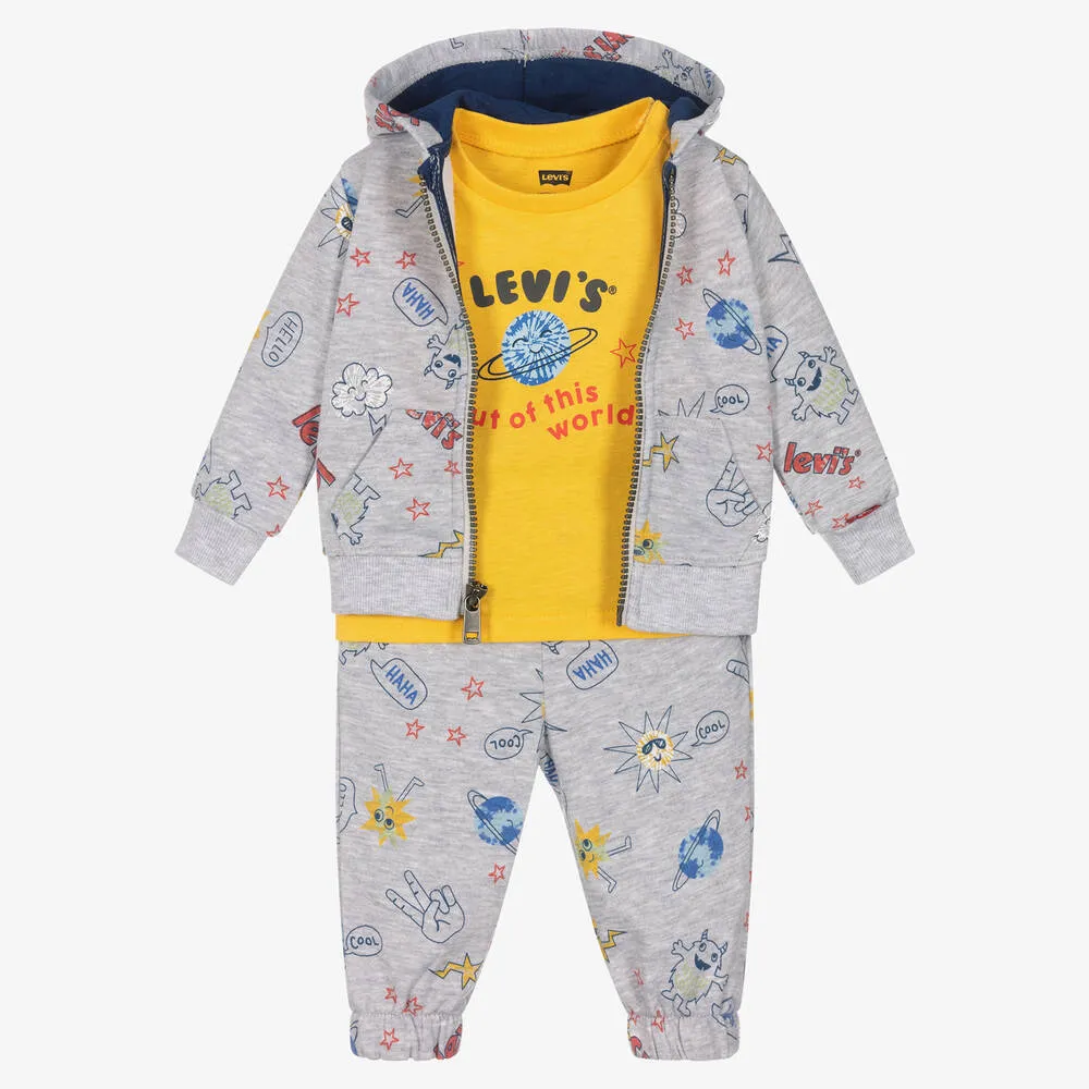 Boys Grey & Yellow Tracksuit Set