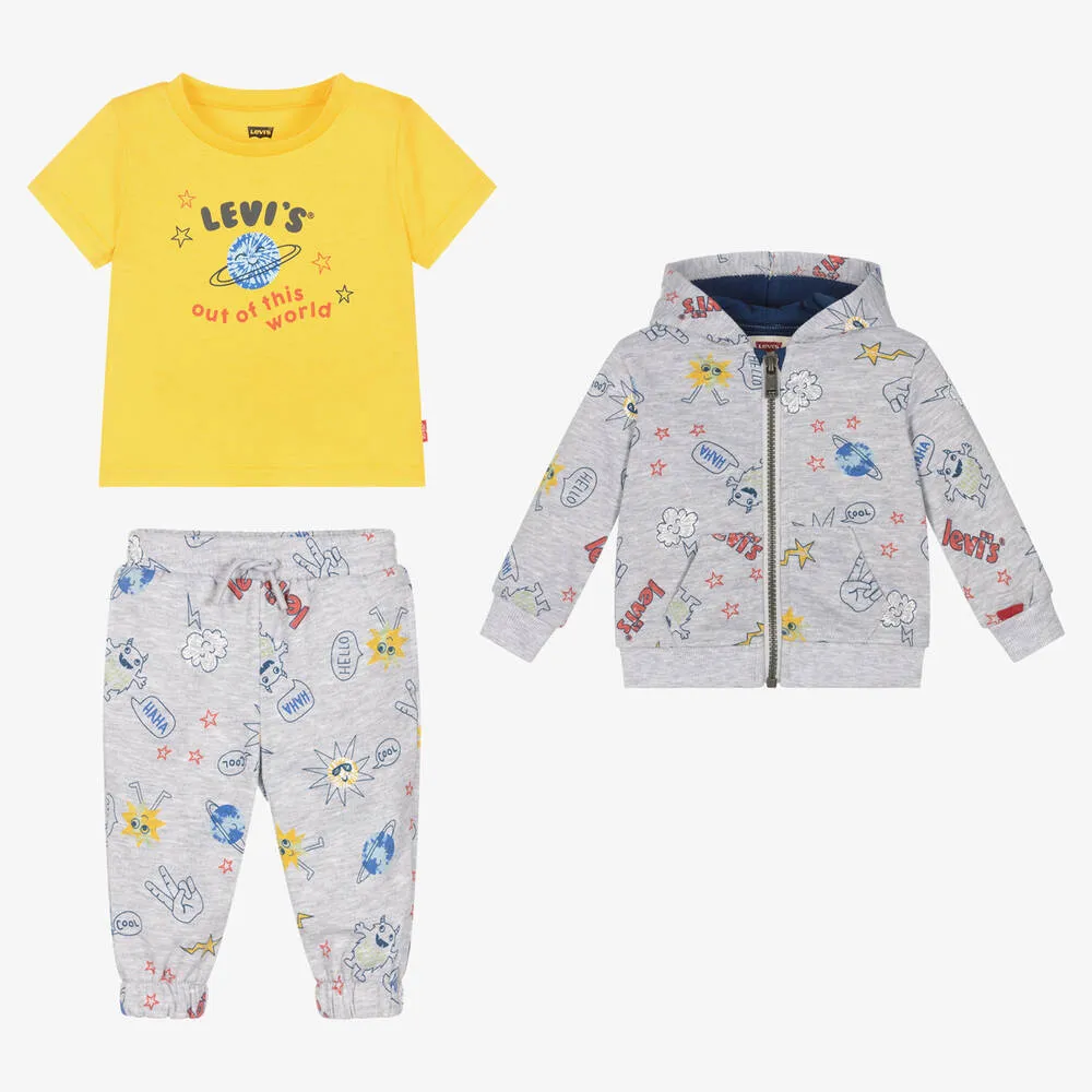 Boys Grey & Yellow Tracksuit Set